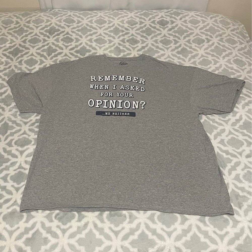 Mens Gray‎ Graphic T Shirt Remember When I Asked For Your Opinion Funny Tee 3XL